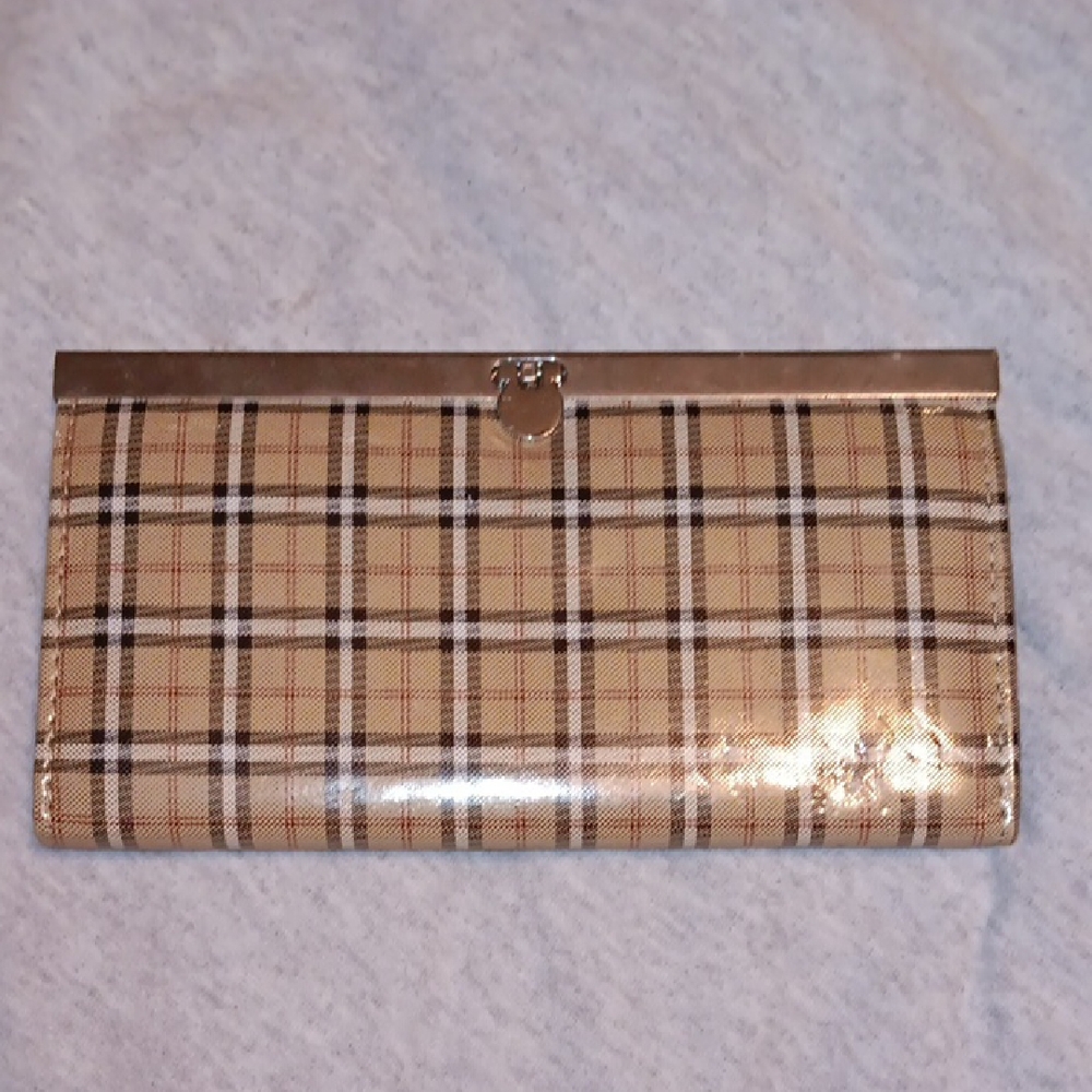 Elegant Checkered Tan Women's Wallet